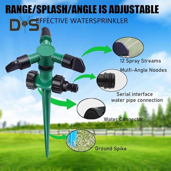 Watering Sprinkler 360 Degree Rotating Garden Sprinkler Large Area Coverage Lawn Sprinkler with Spike for Plant Irrigation