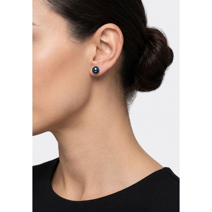 Boucles d'oreilles - PEARLS & COLORS - Pearls & Colors - Perle d'eau douce 5-6 mm - Bleu - Argent 925
