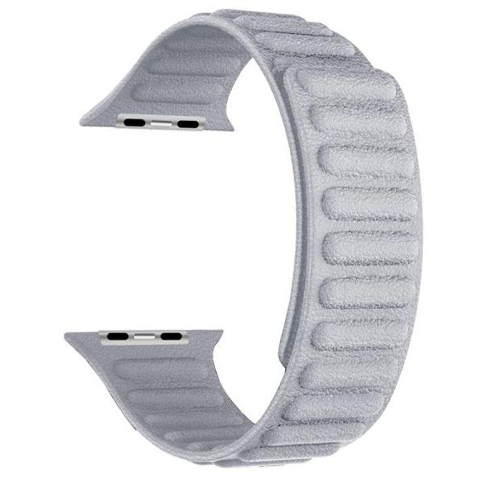 Bracelet pour Apple Watch - MY-MONTRE - 42/44/45/49mm - Cuir veau véritable - Aimants flexibles - Gris