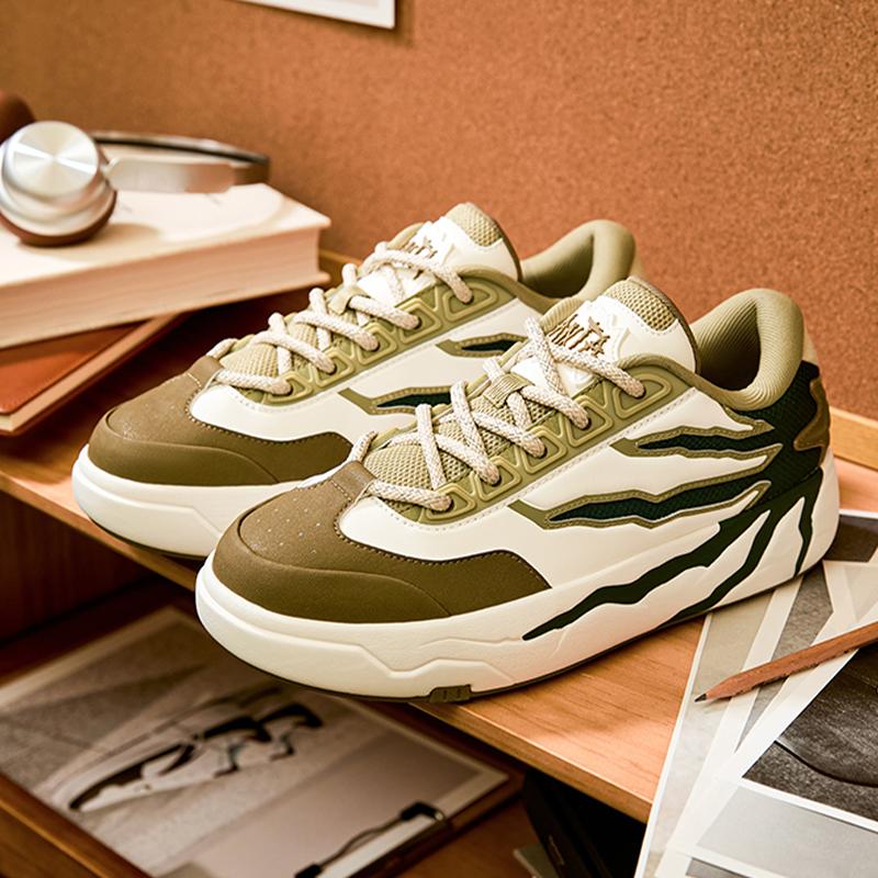 Anta Pili Универсальные Прочные Легкие Низкие Кеды для Скейтбординга Мужские Кроссовки Слоновая кость-Белый Каменно-зеленый 112538075-4