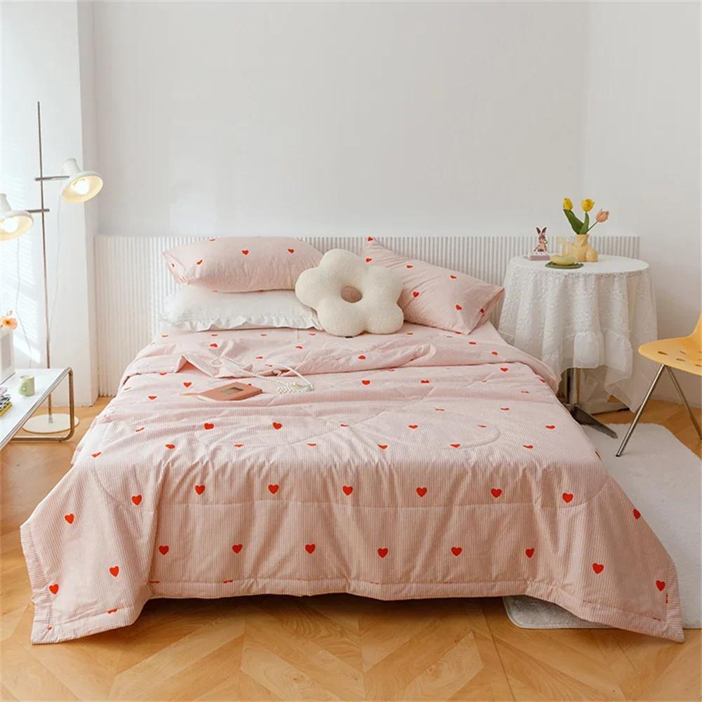 Svetanya Cartoon Pastoral Summer Air Conditioning Quilt Stitching Throws Blanket Cotton Twin Queen Size (no Pillowcase)
