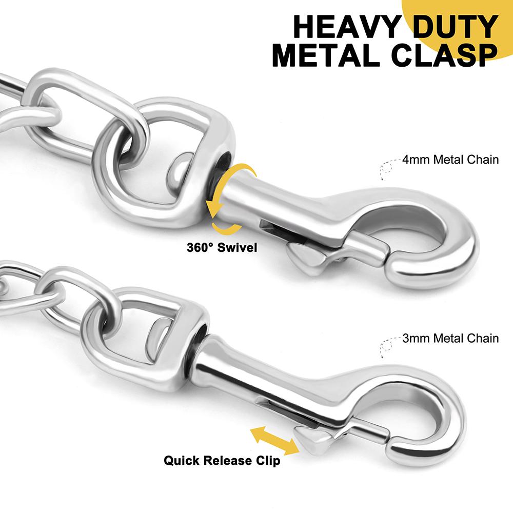 Stainless Steel Dog Leash Durable Dog Chain Leashes Pet Walking Training Lead With Padded Handle For Small Medium Large Dogs Pug