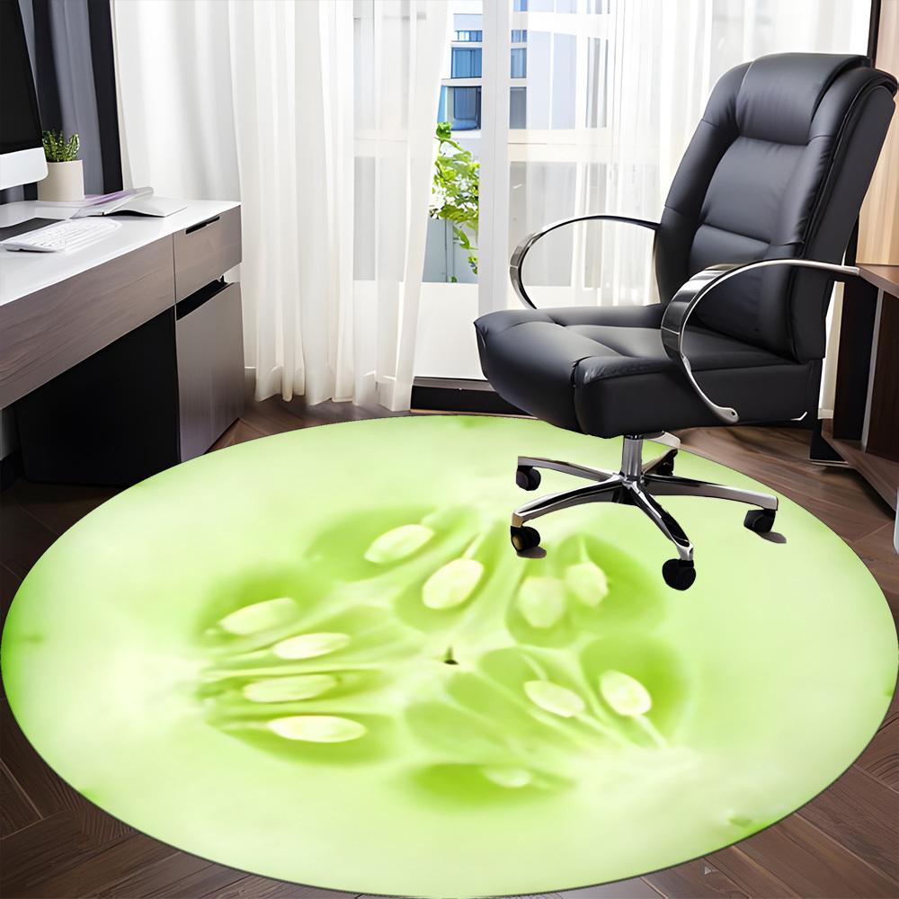 1pc Cucumber Slice Office Round Area Rug, Indoor Mat Suitable For Office, Under Office Chairs Bedroom Living Room Home Decor, Room Deco