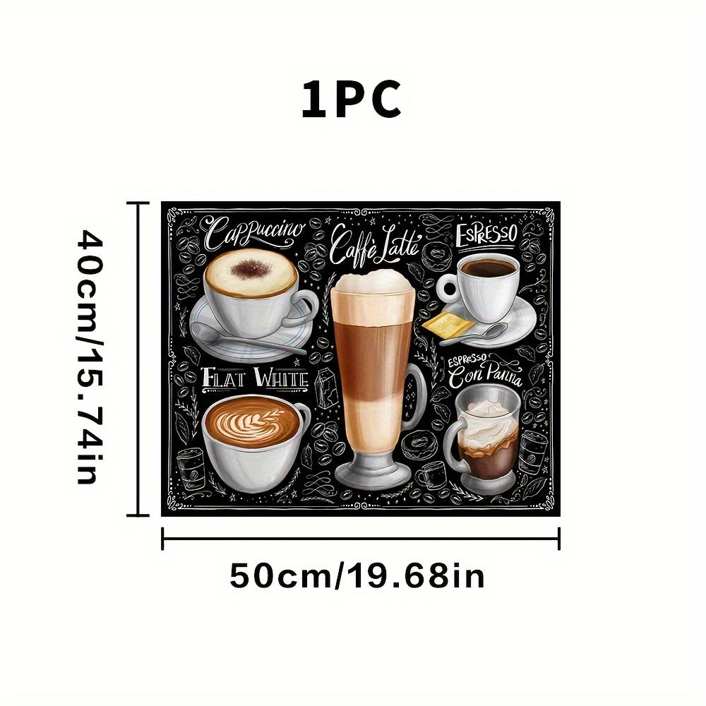 1 шт. резиновый коврик для сушки с ретро-кофейным принтом для кофейни, ресторана, кухни, ковра, посуды, прочного диатомового грязевого коврика для стола, коврика для домашних животных, кофейной посуды
