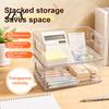 Desktop Storage Box Box, Clear PET Drawers Organizer, Stackable Space Modern Accessory Case Saving Case, for Office Stationery And Makeup Supplies