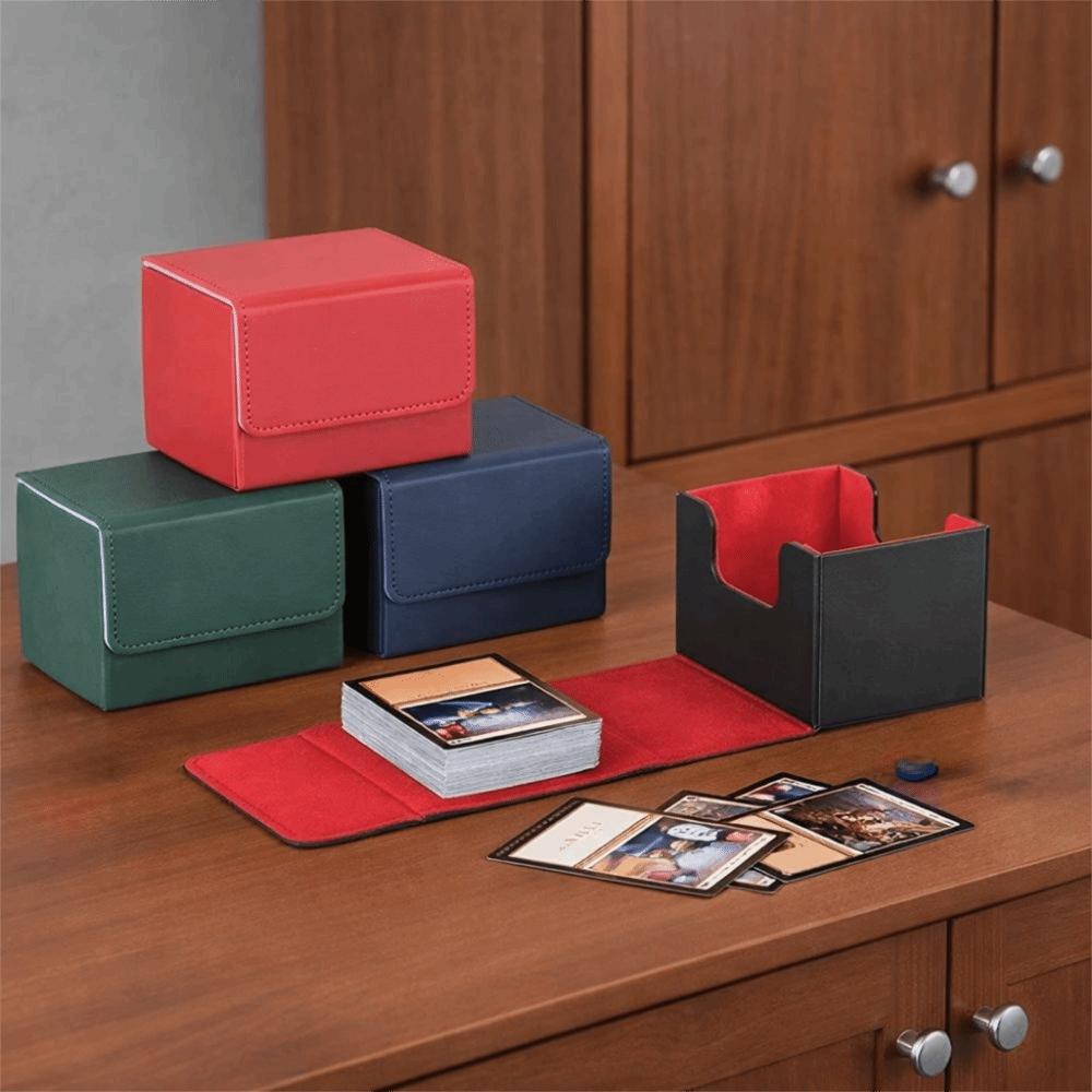 Flip Cover Trading Card Deck Box Fit 100 Single Sleeved Game Cards Storage Box Sports Cards