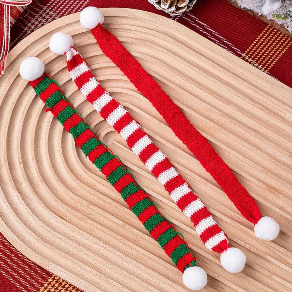 Red And White Knit Scarf Doll Decoration Stripes Mini Knitting Scarf Doll Accessories