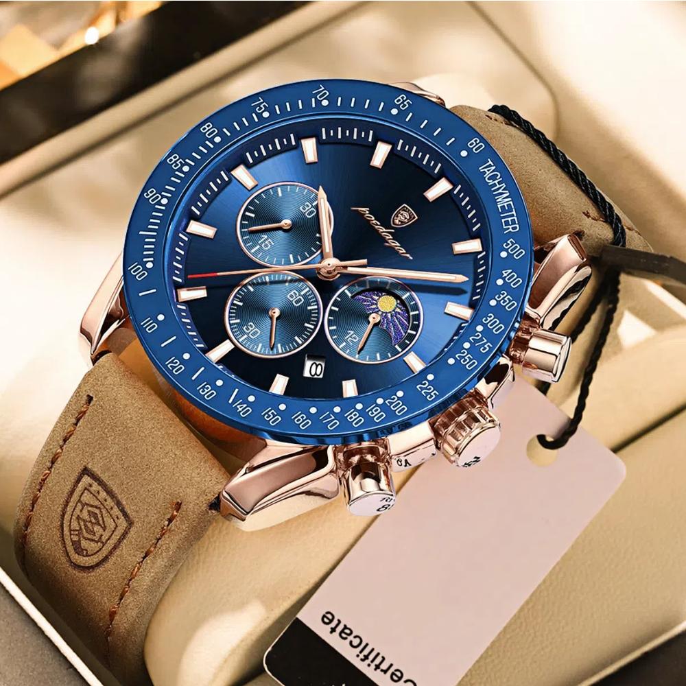 Новые мужские кварцевые часы с тремя очками, шестью иглами, водонепроницаемые, светящиеся спортивные часы с календарем