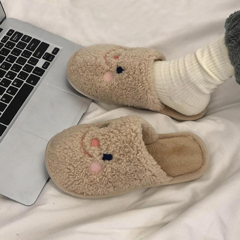 Модные Crestar Милые Плюшевые Тапочки в Виде Собачек Для Женщин Зимние Прекрасные Животные Хлопковые Туфли Женские Домашние Теплые Пушистые Тапочки-Шлепанцы