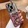 Блестящий чехол для телефона Huawei Pura 70 с переливающимся песком и изображением медведя, с крышкой для объектива и подставкой