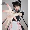 Костюм горничной в китайском стиле Лолита COS, новый китайский Cheongsam, униформа горничной, комплект, платье, женское модное платье в стиле Лолиты