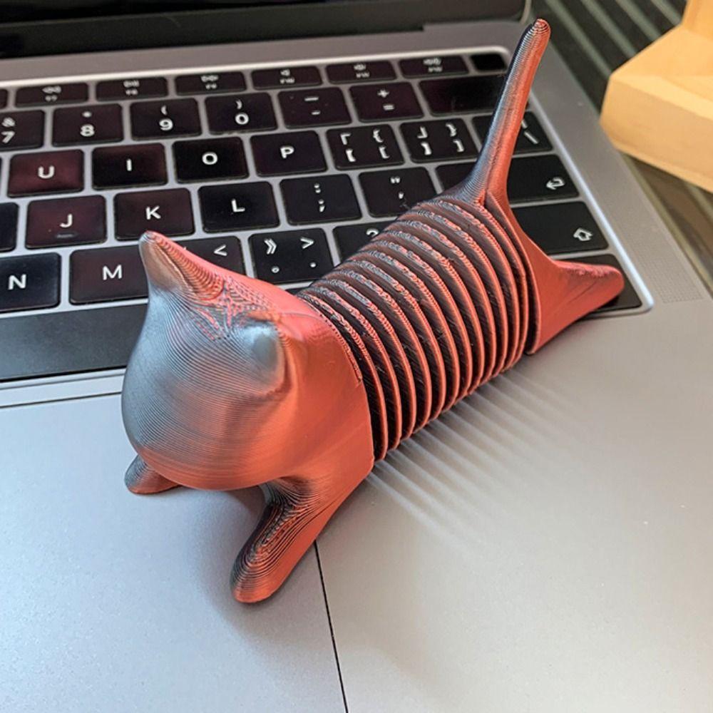 Durable 3D Printing Spring Cat Novelty Spring Cat Model Multicolored Spring Cat  Ornament  Offices