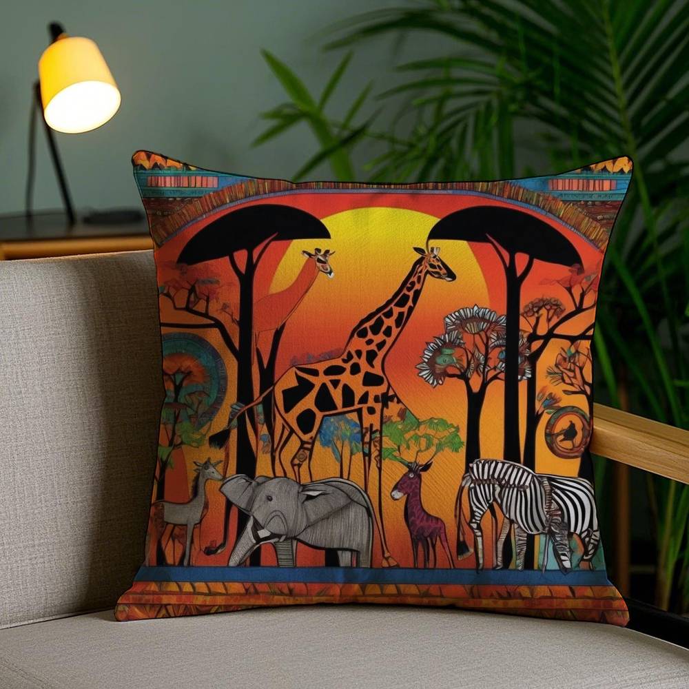 Abstract Painting African Living Pillow Case Anti-dustmite Invisible Zipper Sofa Bed