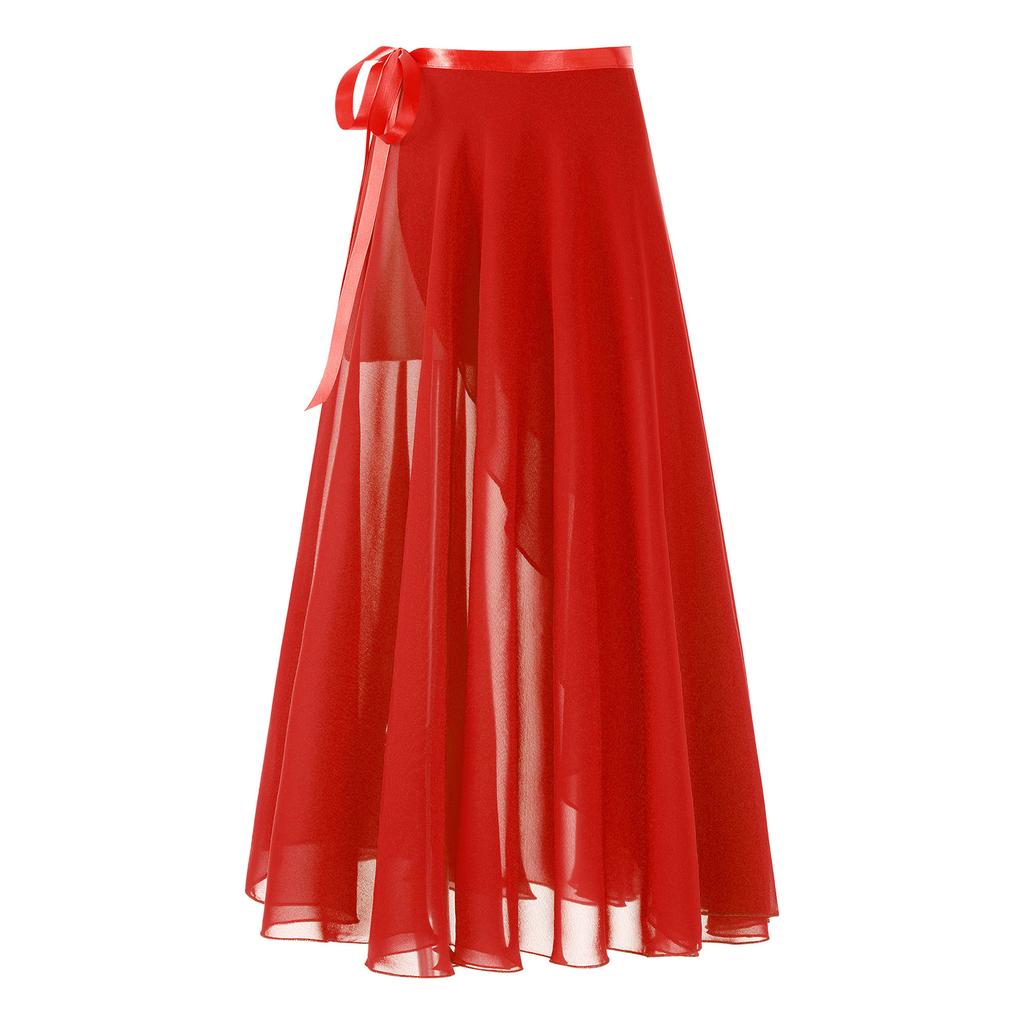 Женская юбка-пачка с высокой талией, струящаяся, однотонная, средней длины, со шнуровкой, для современной хореографии