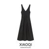 Fashion Style 2024 Autumn New Women's Clothing V-neck All-Matching Black Camisole Mid-Length Dress 8203417