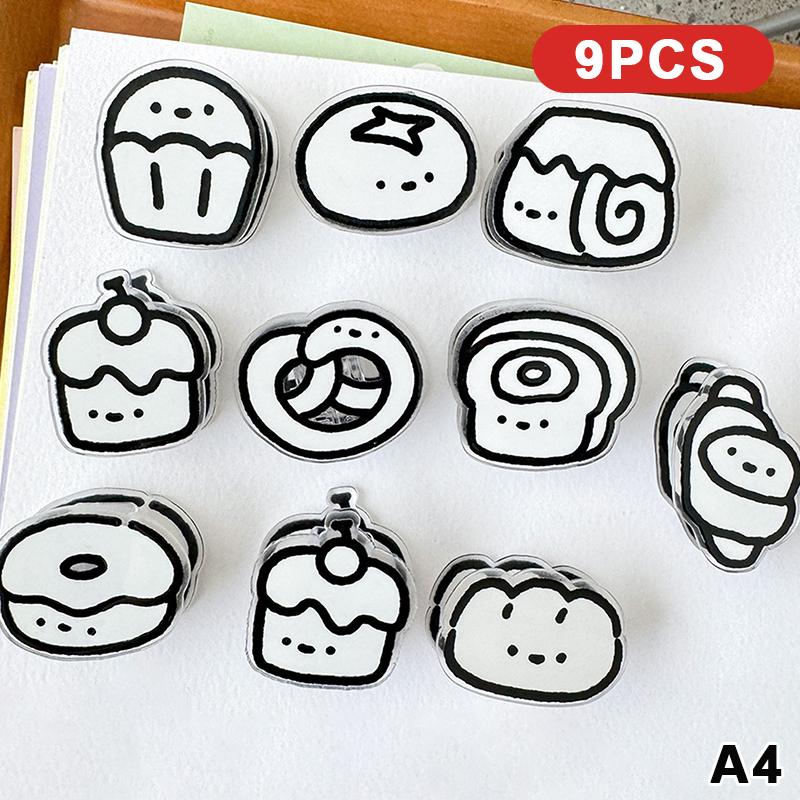 12 Pcs Cute Acrylic Cartoon Food Clips Kawaii Multi-purpose Clamps for Photo Display Snack Bag Sealing Office Stationery