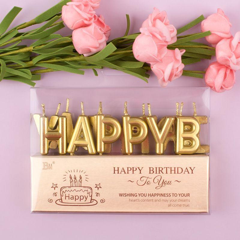 Baking Birthday Cake Candles Plated Gold Stars Love Heart Candle Creative Romantic Party Plug-in Decoration Candles
