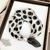 Pearl Buckle Neck Scarf Thin Neckerchief Fashion Silk Scarf  Women