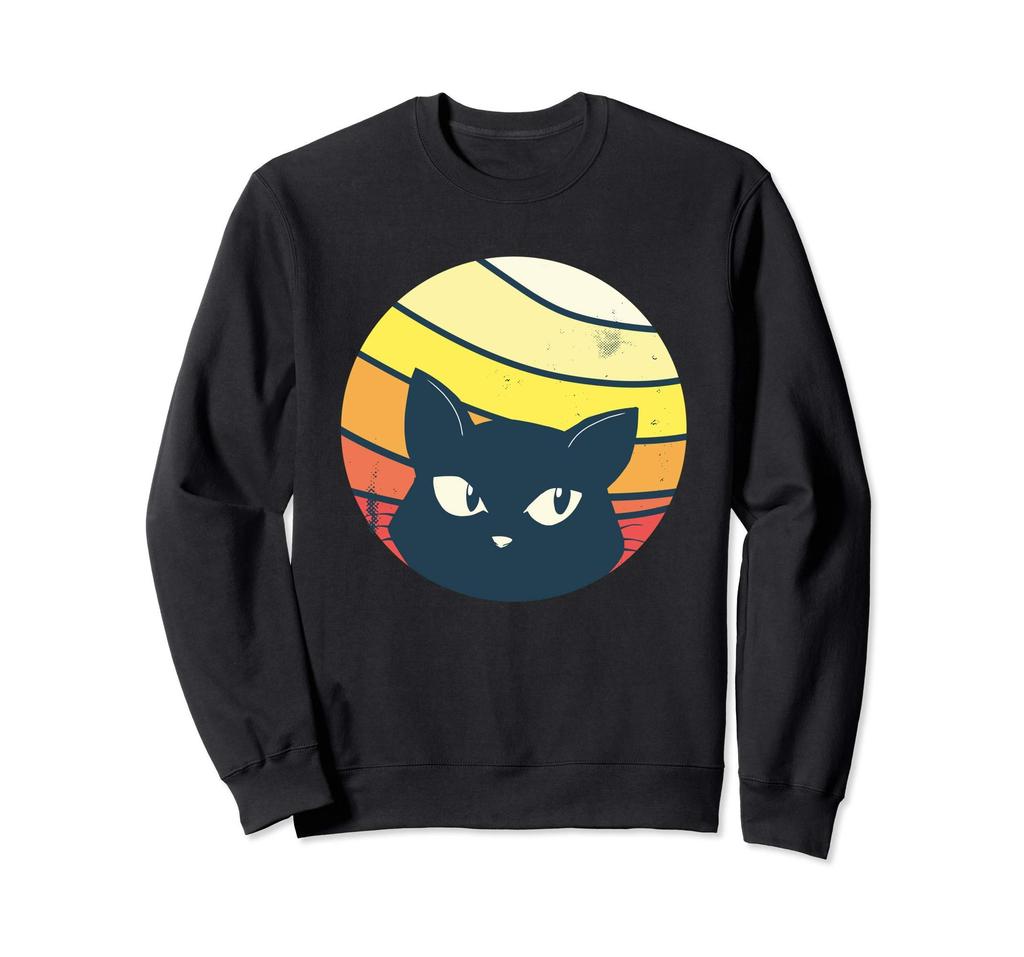 Забавный подарочный свитшот с ретро-графикой «Любопытный кот»