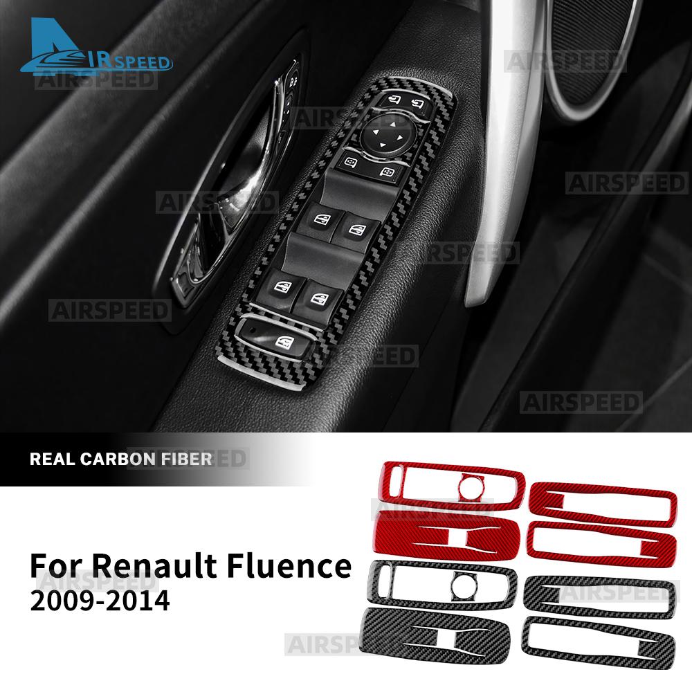 Наклейка из настоящего мягкого углеродного волокна для Renault Fluence 2009 2010 2011 2012 2013 2014 LHD Аксессуары для рамки кнопки стеклоподъемника