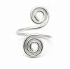 925 Sterling Silver Swirl Open Ring, Adjustable Spiral Ring, Minimalist Wire Wrap Ring