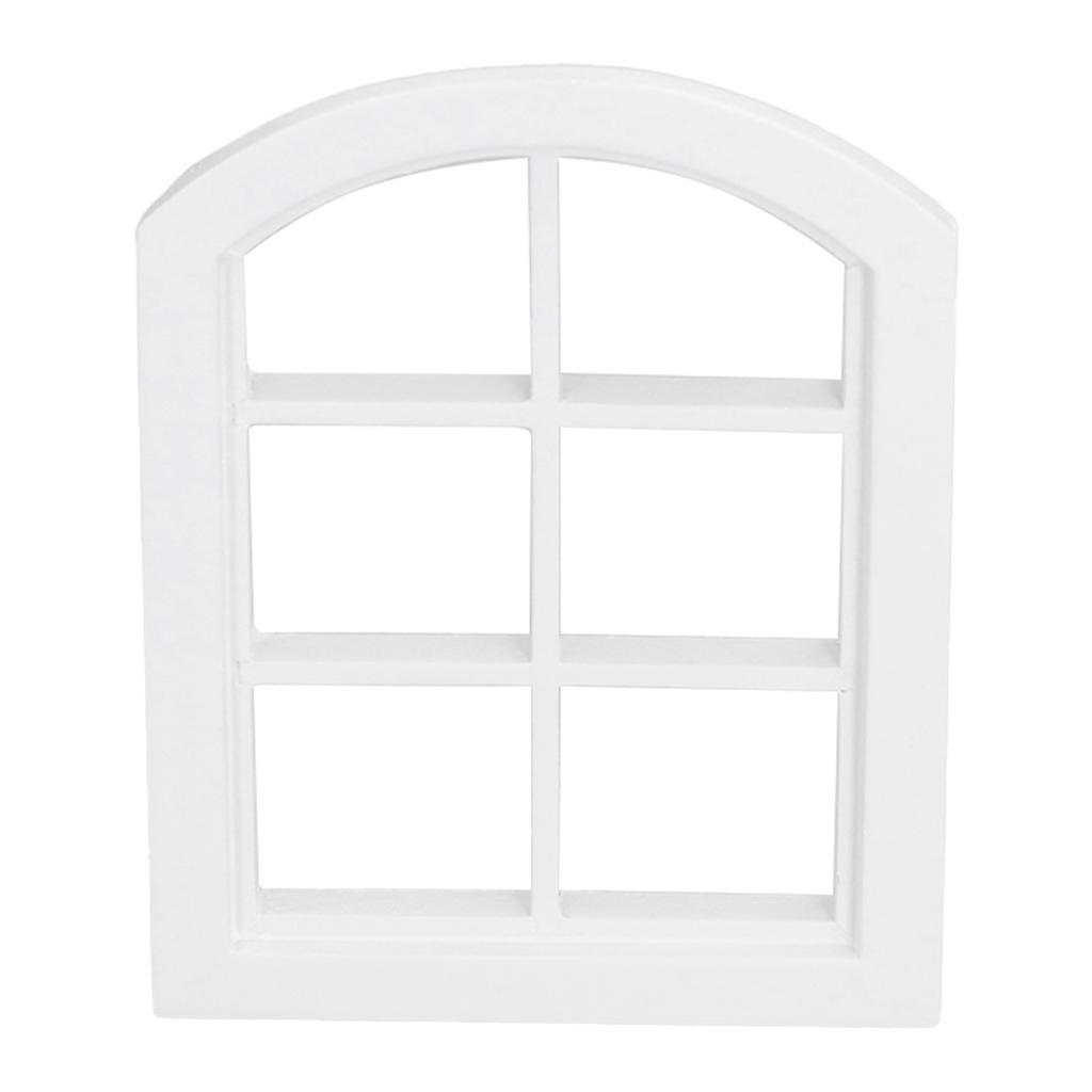 Dollhouse Windows Mini Miniature Dollhouse Arched Window Furnishings with 6 PanesWhite