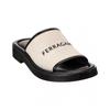 Ferragamo Canvas Leather Slide White