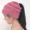 Fashion Women's Girl Hat Winter Wool Warm Stretch Knit Cap Messy Bun Ponytail Beanies
