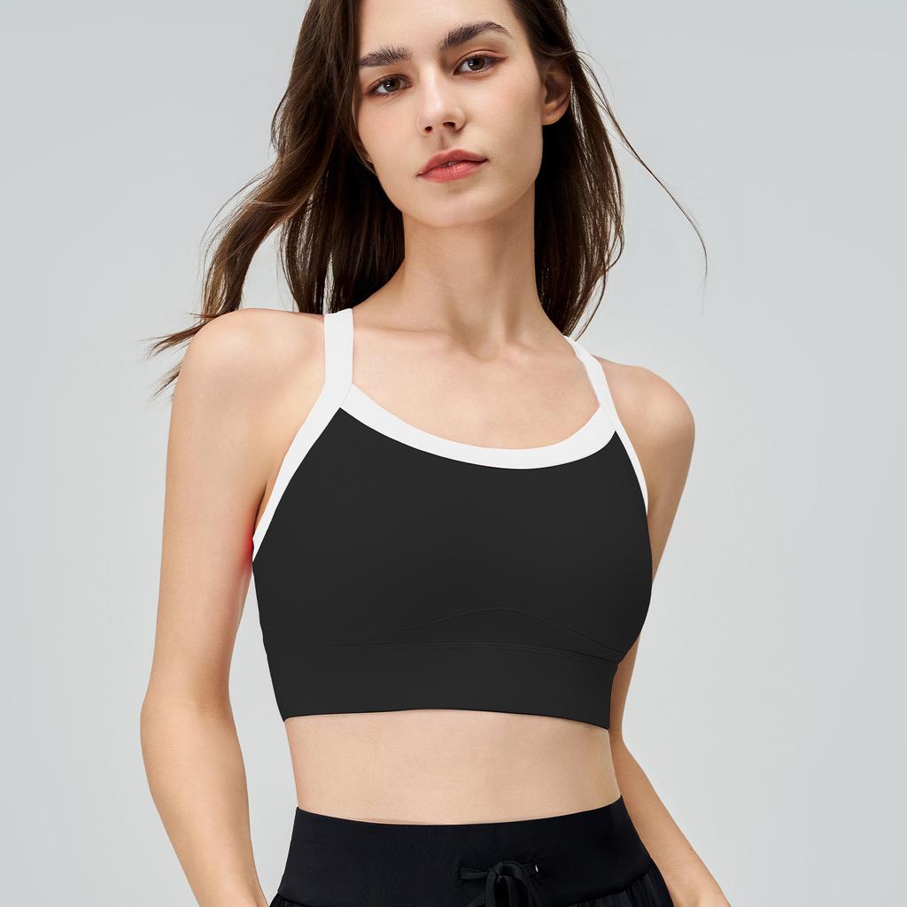 Женский летний двухцветный спортивный бюстгальтер для йоги, цельный противоударный жилет для йоги с перекрестными бретелями на спине