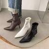 Brown Short Boots 2025 Autumn and Winter New European and American Retro Versatile Internet Celebrity Thin Boots Thin Heel Pointed High Heel Short Bo