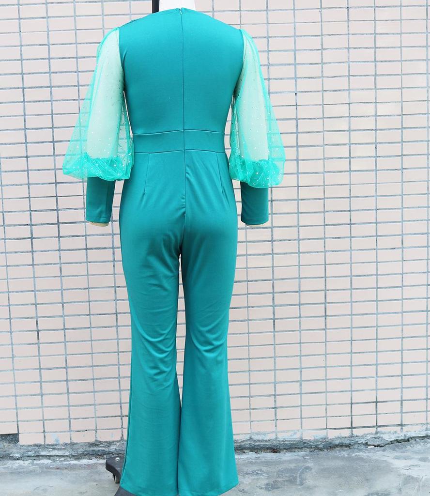 Женский комбинезон с длинными рукавами, облегающий, с широкими штанинами, в европейском и американском стиле, с сетчатыми вставками, осень-зима 2022