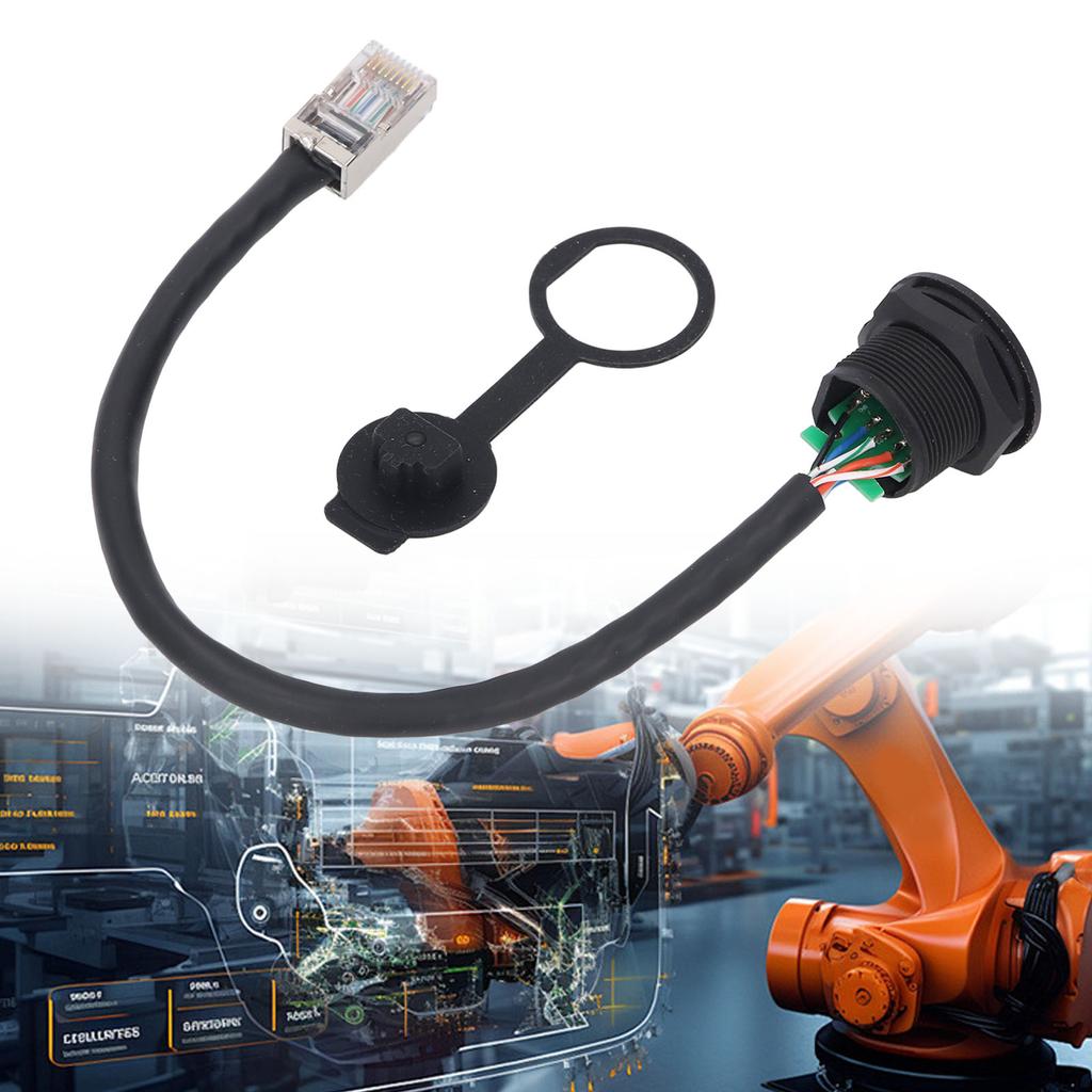 8 Pin Female Connector Cable E13 Thread to RJ45 8 Pin Male Straight Head Unshielded PVC Connector Cable