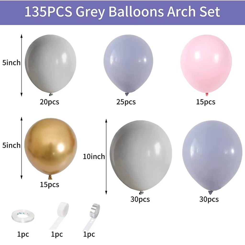 Мака Сине-серый Латексный шар, Металлик Золотой Светло-розовый Детская Тематическая Вечеринка по случаю Дня рождения Принадлежности Украшение