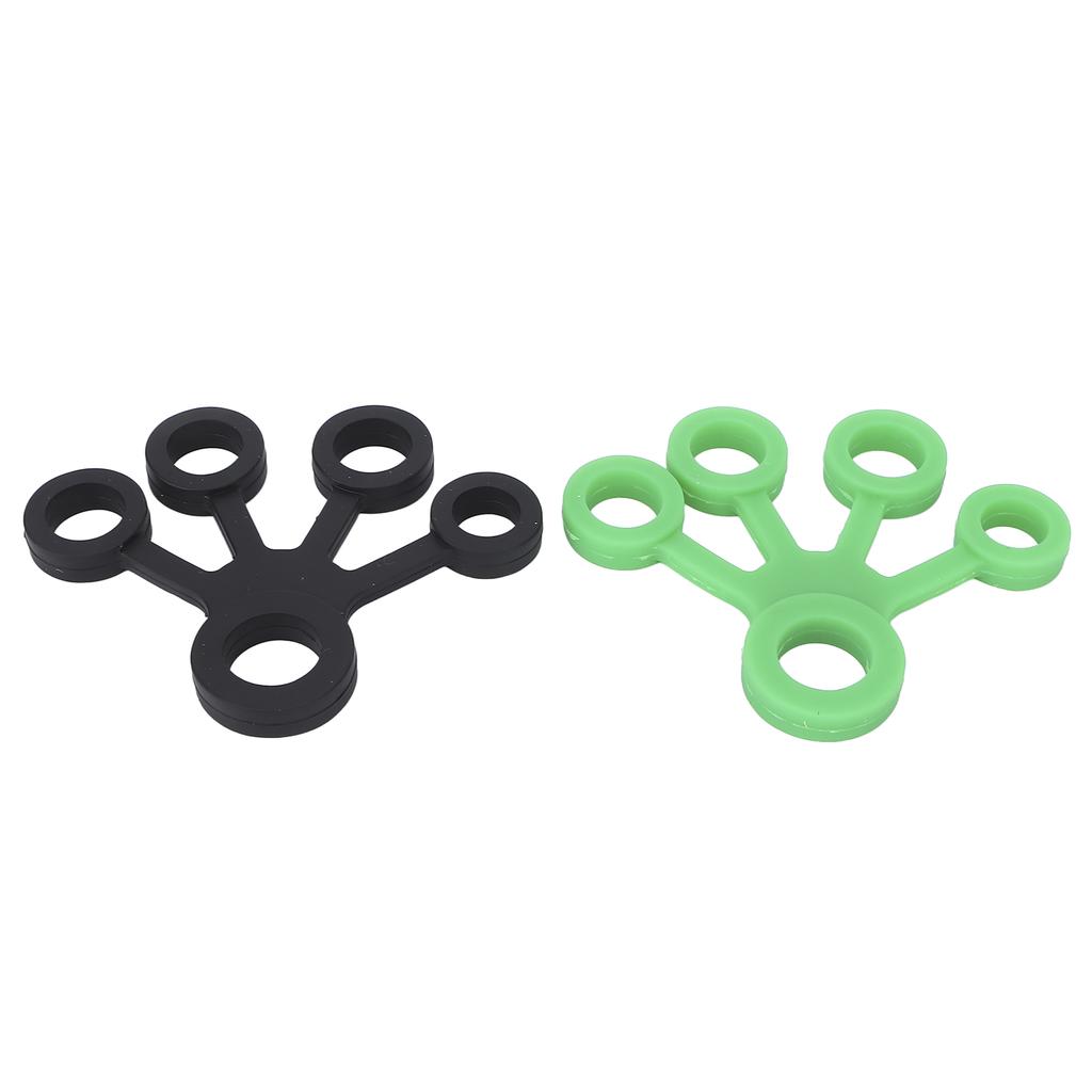 2pcs Silicone Finger Stretcher Portable Elastic Hand Resistance Bands Strengthener 11LB (Dark Green