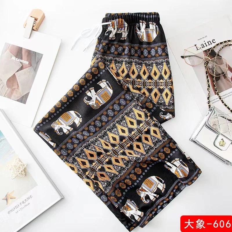Elephant Pants Adjustable Elastic Waist Strap Rope Loose Legs Women Men Unisex Print Thailand Casual Streetwear Beach Bohemian Retro Vintage