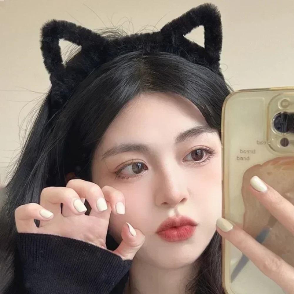 Portable Plush Hairband Cartoon Cute Headhoop Sweet Cat Ear Headband Costume