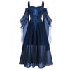 Women Plus Size Cold Shoulder Butterfly Sleeve  Halloween Gothic Dress