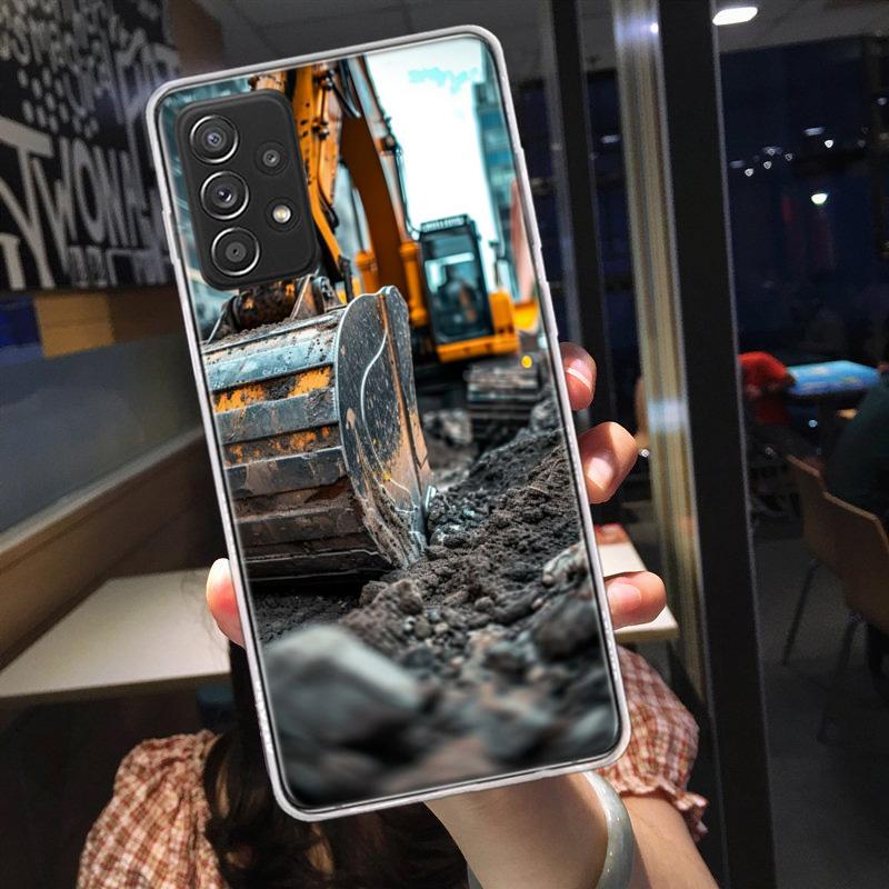 Чехол для телефона с экскаватором для строительной техники для Samsung A15 A25 A35 A55 Galaxy A12 A22 A32 A52S A72 A05S A02S A42 J6 J4 A6 A7 A8