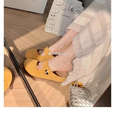 Кожаная внутренняя высота увеличения СМ сумка голова полушлепанцы женские летние на одной педали маленькая золотая фасоль одинарная обувь