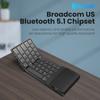Bluetooth Folding Keyboard with Touchpad 3 Channels Connection Rechargeable Foldable Wireless Keyboard for Ipad Phone Tablet