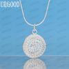 925 Sterling Silver 18mm Round Pendant Necklace Fashionable Wedding Jewelry