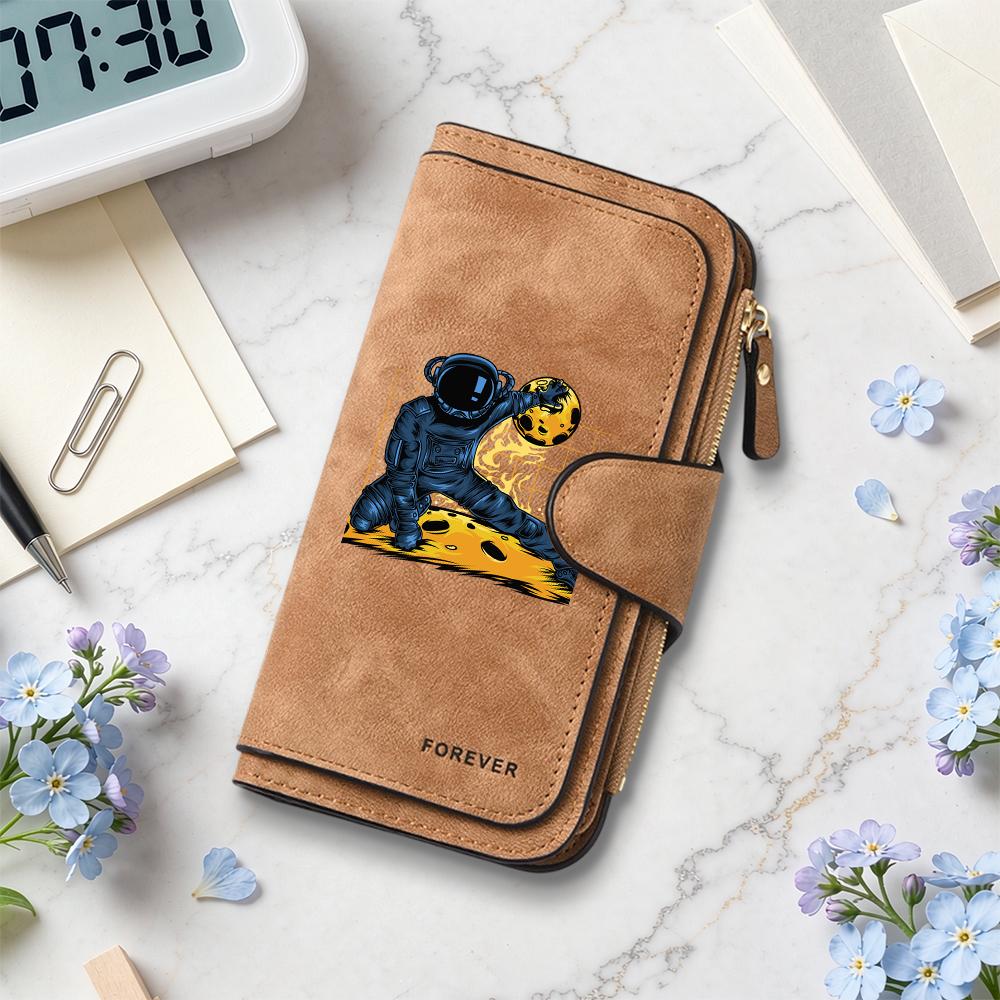 Stylish Astronaut Print Long Wallet Casual Durable Portable Purse Forever Design