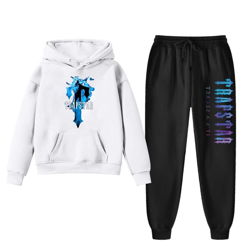 Trapstar Print Hoodie Pants Set Men Women Casual Streetwear Winter