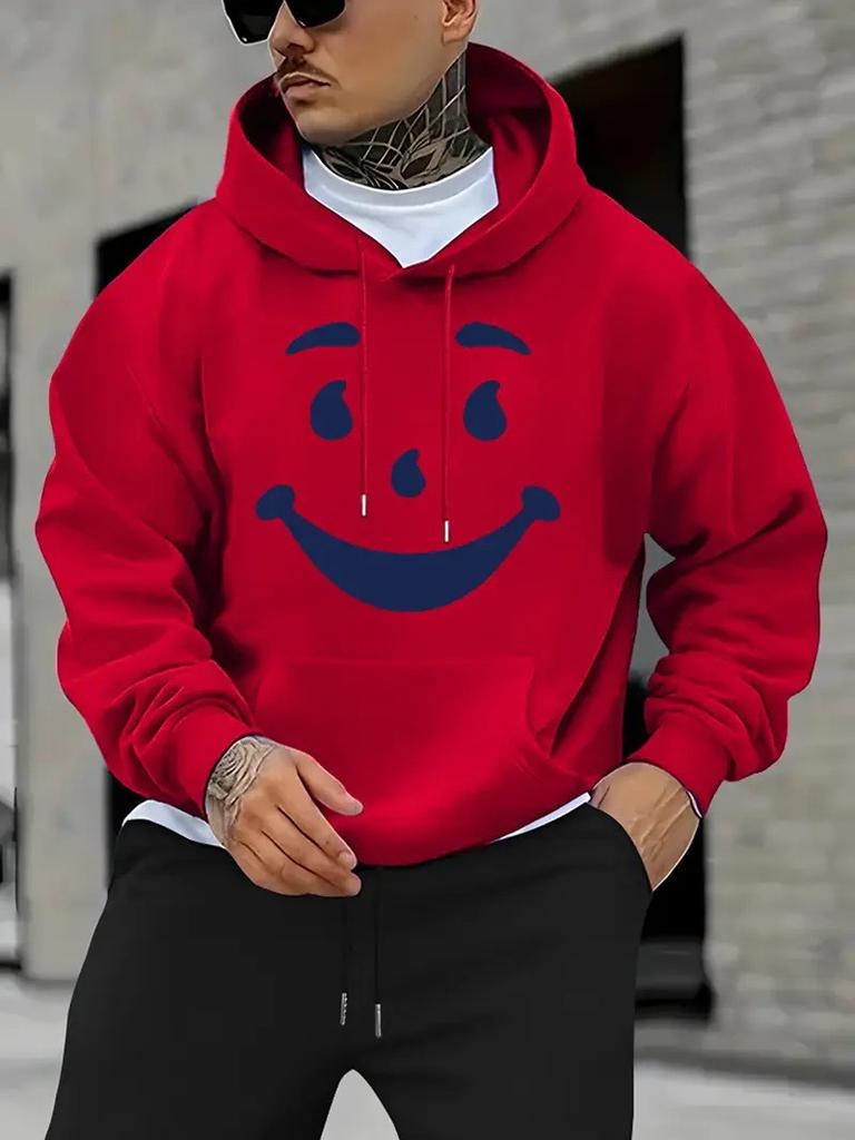 Новый европейский, американский осенне-зимний худи-свитер с принтом смайлика, мужской свитер с длинным рукавом