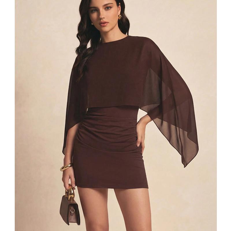 Women's mini Dress Women's Batwing Sleeve Knit Midi Dress