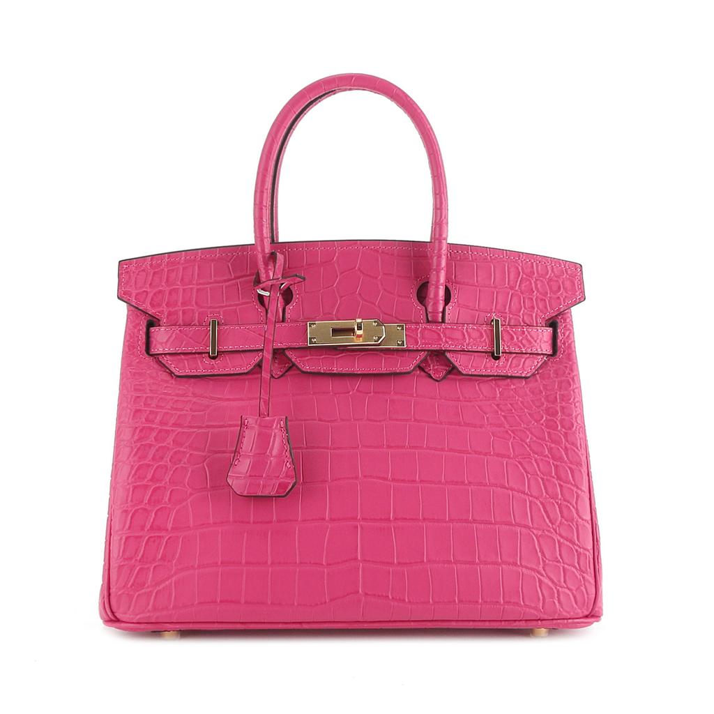 2025 New Matte Crocodile Pattern Platinum Bag With Gold Buckle Elegant Handbag Fashionable Head Layer Leather Shoulder Bag