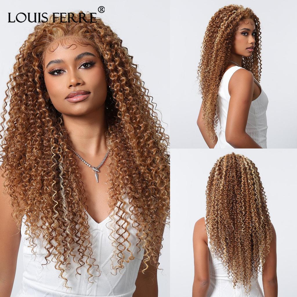 Louis FEREE 13x6 кружевные передние синтетические парики для женщин длинные волнистые темно-коричневые блики средняя часть кружевные парики повседневный косплей высокотемпературное волокно