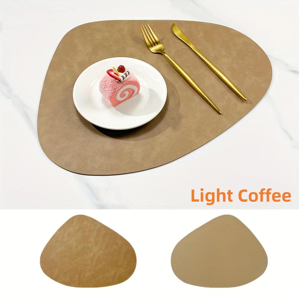 PU Leather Placemats, Waterproof Coffee Coasters, Kitchen Table Mats, Easy to Wipe Off ,Wrinkle Free Kitchen Dining Table Mats