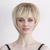 Synthetic Mixed Blonde Wigs for Women Short Haircuts Bobs Wig with Bangs Natural Hairstyles Mom Wig Gift Cosplay Daily Costume