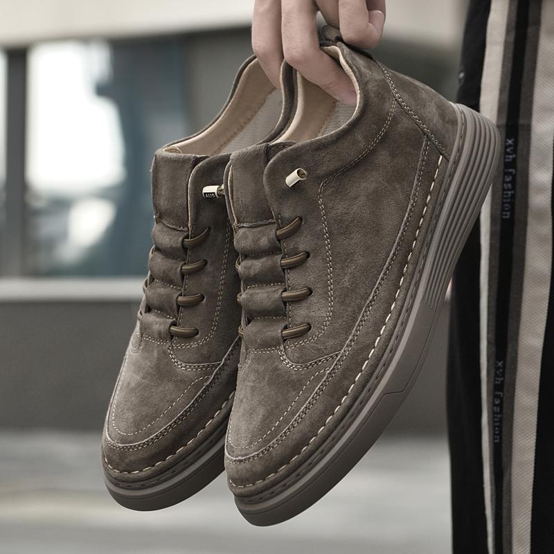 Новые мужские повседневные уличные кроссовки 2024 года, новые туфли для увеличения роста, замшевые туфли для мужчин, скрытая обувь для увеличения роста на 6 см